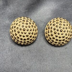 Elegant Gold and Cream Stud Earrings
